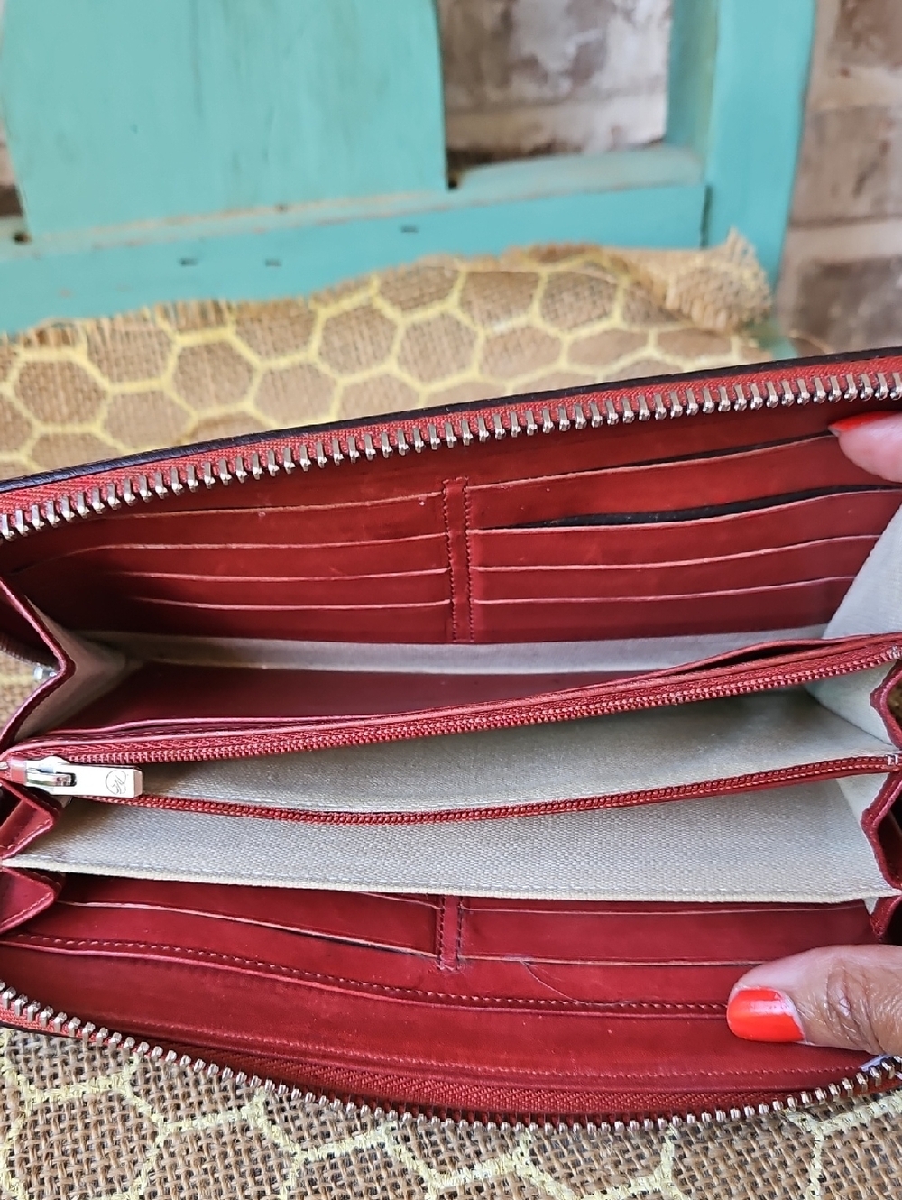 Longchamp Vintage Retro Burgundy Zip Wallet Leather - Picture 5 of 7